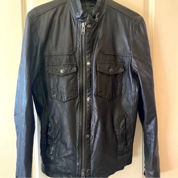 All Saints Black Leather Jacket size Médium - Picture 1 of 7